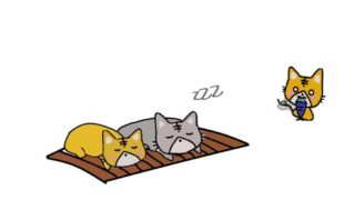 眠る猫と食べる猫